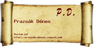 Prazsák Dénes névjegykártya